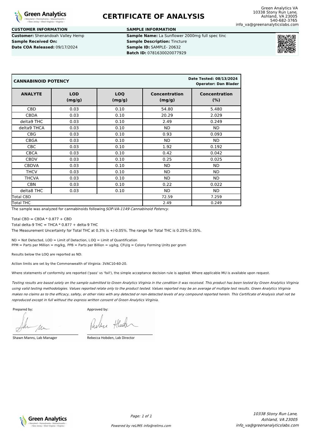 2000mg. Organic Hemp Extract Full-Spectrum Tincture For Moderate Pain, Inflammation, Anxiety & Restlessness