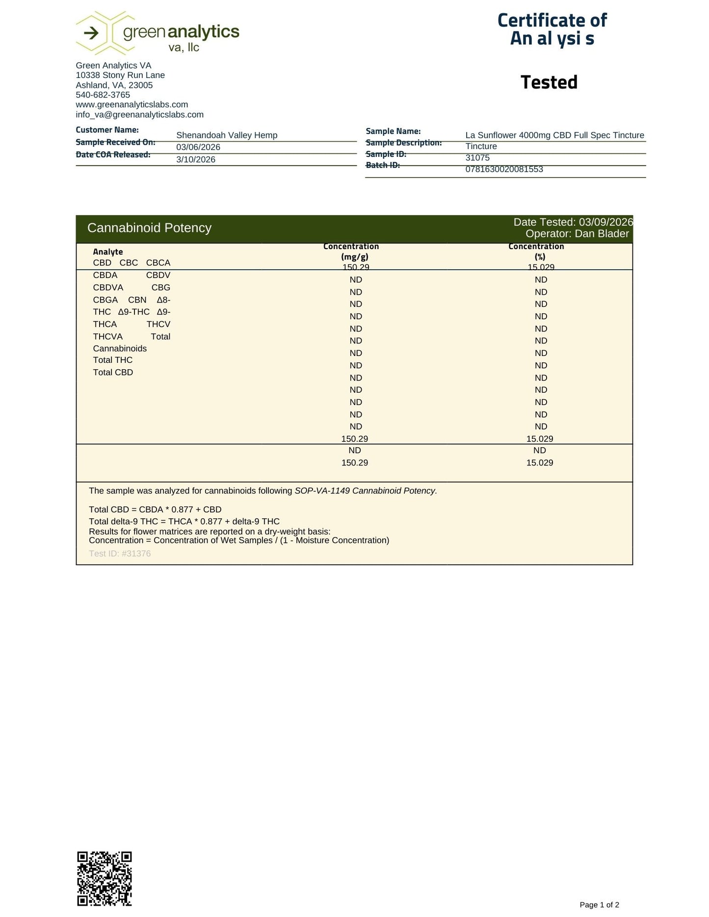 4000mg. Organic Hemp Extract Full Spectrum Tincture For Chronic Pain, Inflammation, Anxiety & Restlessness